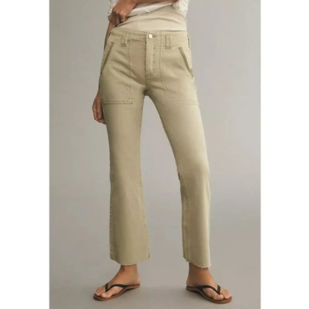 Anthropologie Pilcro Yaya Crop Flare Pants NWT in Neutral 33